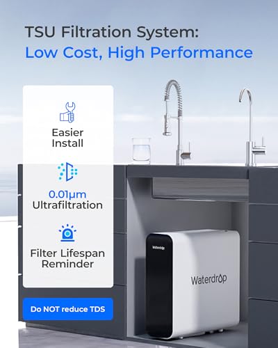 Waterdrop TSU 0.01 Micron Ultra Filtration Under Sink Water Filter System, 3-Stage Tankless Under Sink Water Filtration System with Faucet, Smart Panel, Not Lower TDS, Drilling Required - Image 2