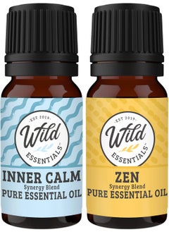mEssentials Wild Essentials Inner Calm and Zen 100% Pure Essential Oil Blend Combo Pack, Two 10 ml Bottles, Therapeutic Grade All Natural Aromatherapy, Great for Relaxation, Meditation and Stress, Made in the USA 