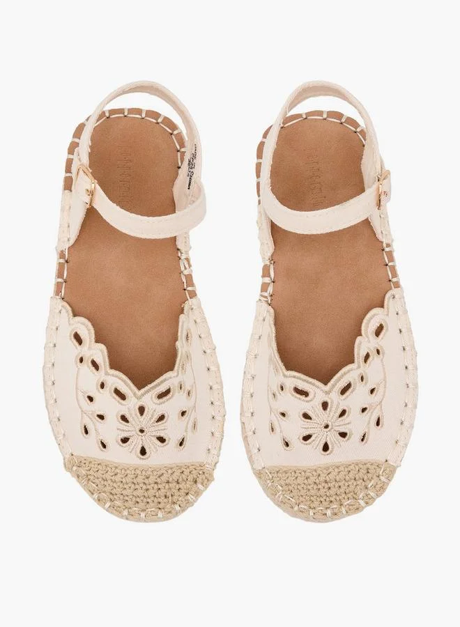 ببرمنة Girls Embroidered Espadrille Sandals