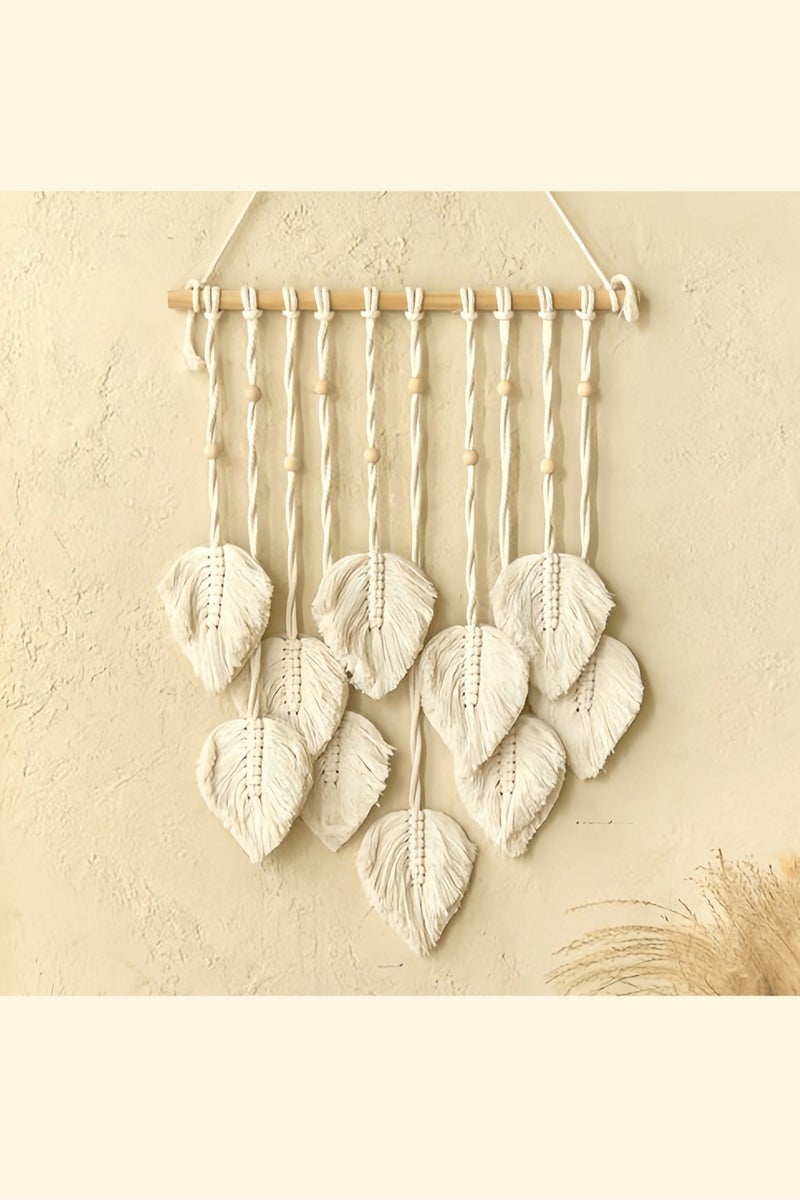 AVACraft Macrame Wall Hanging, Leaves Woven Tapestry,Boho Chic Home Decor Modern Bohemian Handmade Leaf Feather Wall Art Decorations for Apartment Dorm Living Room Bedroom Nursery Backdrop,40x90cm - Image 1
