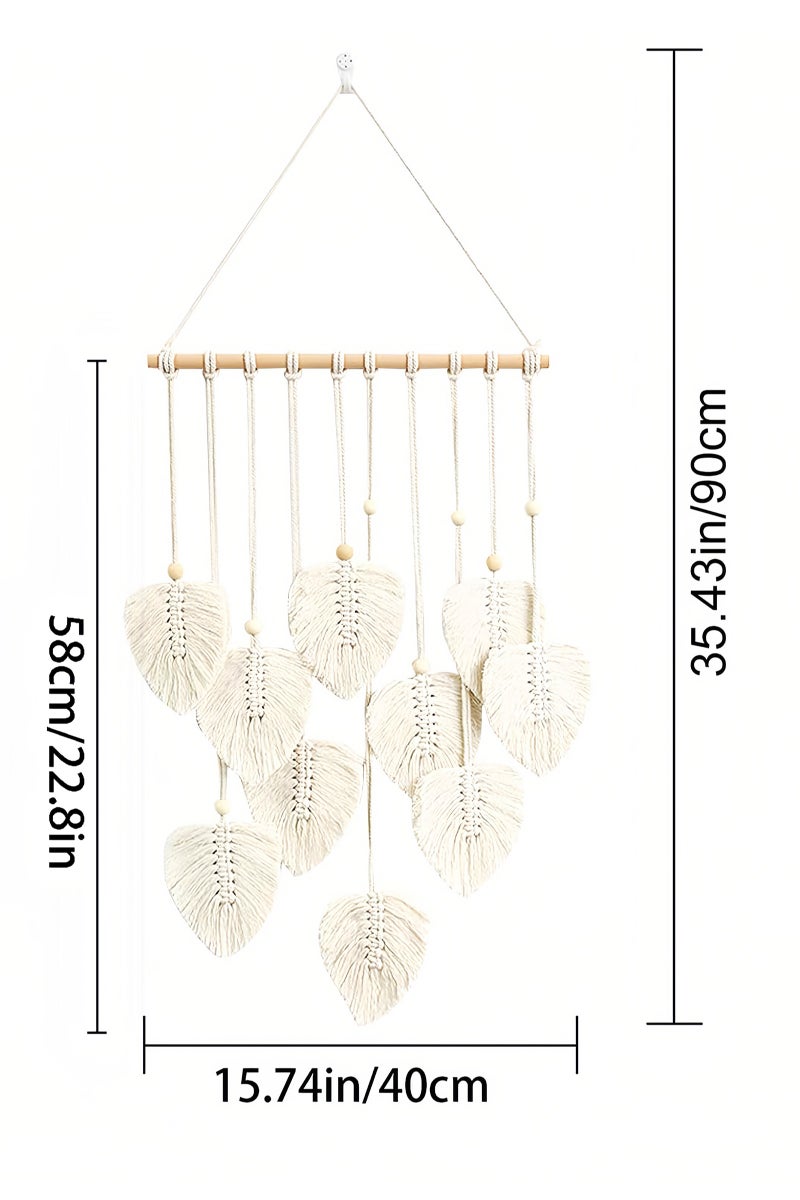 AVACraft Macrame Wall Hanging, Leaves Woven Tapestry,Boho Chic Home Decor Modern Bohemian Handmade Leaf Feather Wall Art Decorations for Apartment Dorm Living Room Bedroom Nursery Backdrop,40x90cm - Image 2
