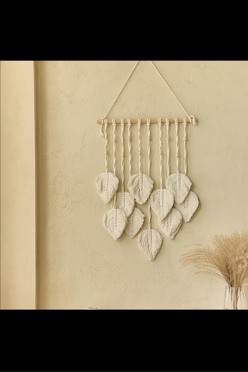 AVACraft Macrame Wall Hanging, Leaves Woven Tapestry,Boho Chic Home Decor Modern Bohemian Handmade Leaf Feather Wall Art Decorations for Apartment Dorm Living Room Bedroom Nursery Backdrop,40x90cm - Image 4