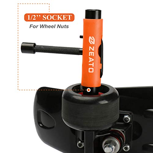 Zeato [Upgrade Version] All-In-One Skate Tools Multi-function Portable Skateboard T Tool Accessory with T-type Allen Key and L-type Phillips Head Wrench Screwdriver - Orange - Image 4