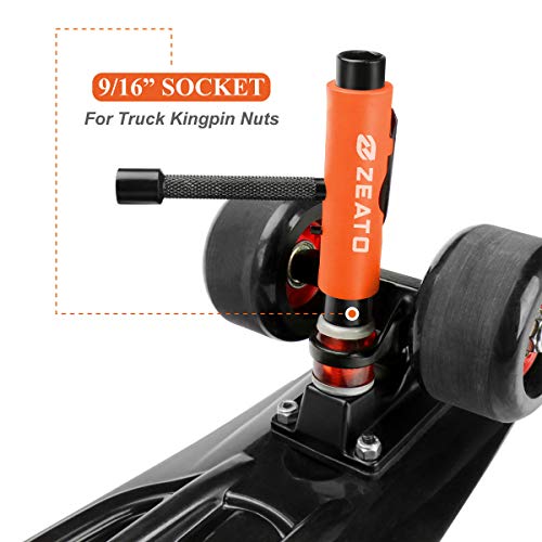 Zeato [Upgrade Version] All-In-One Skate Tools Multi-function Portable Skateboard T Tool Accessory with T-type Allen Key and L-type Phillips Head Wrench Screwdriver - Orange - Image 3