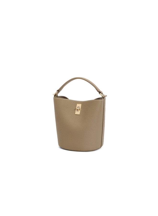 Belle Women's Handbag, High-quality Almond-shaped Bucket Bag, Gift-giving, Same Style As In Shopping Malls, Genuine Leather Tote Basket Bag Bl766dx4 Gray - Image 4