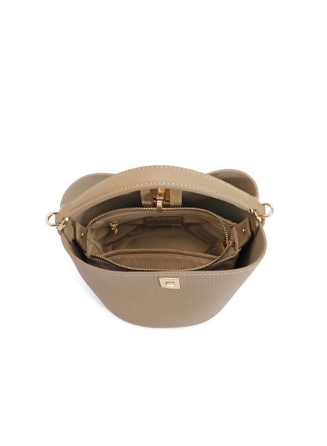 Belle Women's Handbag, High-quality Almond-shaped Bucket Bag, Gift-giving, Same Style As In Shopping Malls, Genuine Leather Tote Basket Bag Bl766dx4 Gray - Image 5