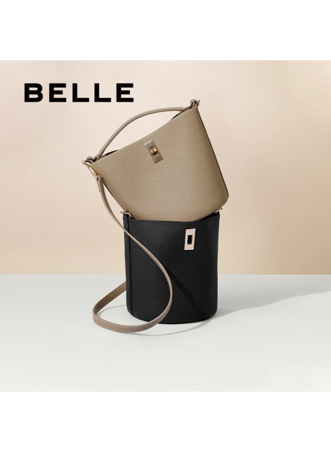 Belle Women's Handbag, High-quality Almond-shaped Bucket Bag, Gift-giving, Same Style As In Shopping Malls, Genuine Leather Tote Basket Bag Bl766dx4 Gray - Image 2