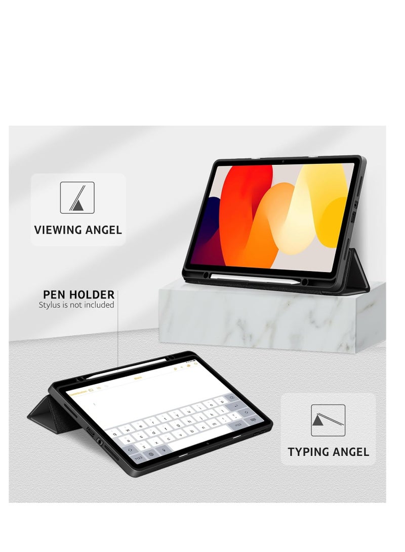 إيفو حافظة لجهاز Redmi Pad Pro مع حامل قلم 12.1 بوصة 2024، [تنبيه/غفو تلقائي] غطاء خلفي شفاف لأجهزة التابلت Xiaomi Redmi Pad Pro (أسود) - Image 4