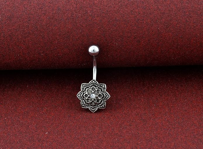 SHIELD PLUS Belly Button Ring 14g Surgical Steel Dangle Navel Belly Ring Piercing - Image 2