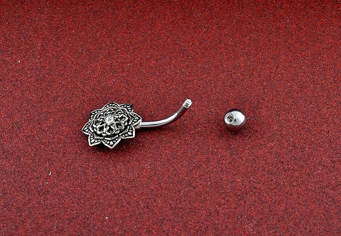 SHIELD PLUS Belly Button Ring 14g Surgical Steel Dangle Navel Belly Ring Piercing - Image 1