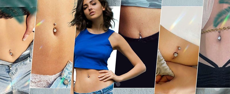 SHIELD PLUS Belly Button Ring 14g Surgical Steel Dangle Navel Belly Ring Piercing - Image 3