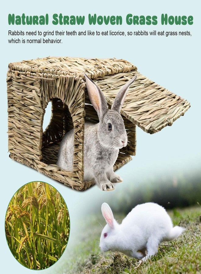 BWOGUE Extra Large Grass House for Rabbits,Hand Crafted Natural Grass Hideaway Foldable Bed Hut with Openings Playhouse for Bunny Guinea Pig Chinchilla Ferret for Play and Sleep(2 Pack) - Image 4