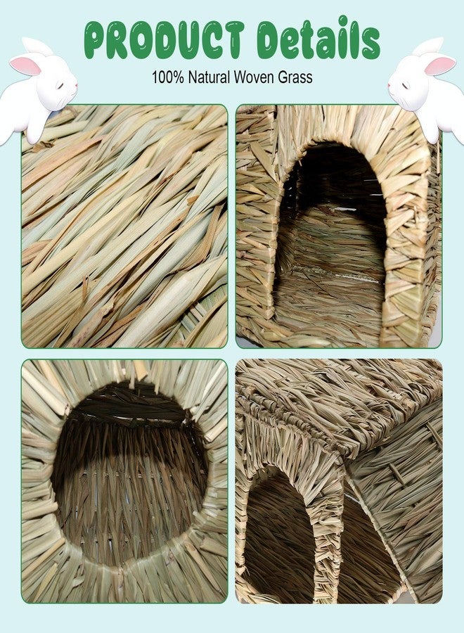 BWOGUE Extra Large Grass House for Rabbits,Hand Crafted Natural Grass Hideaway Foldable Bed Hut with Openings Playhouse for Bunny Guinea Pig Chinchilla Ferret for Play and Sleep(2 Pack) - Image 3