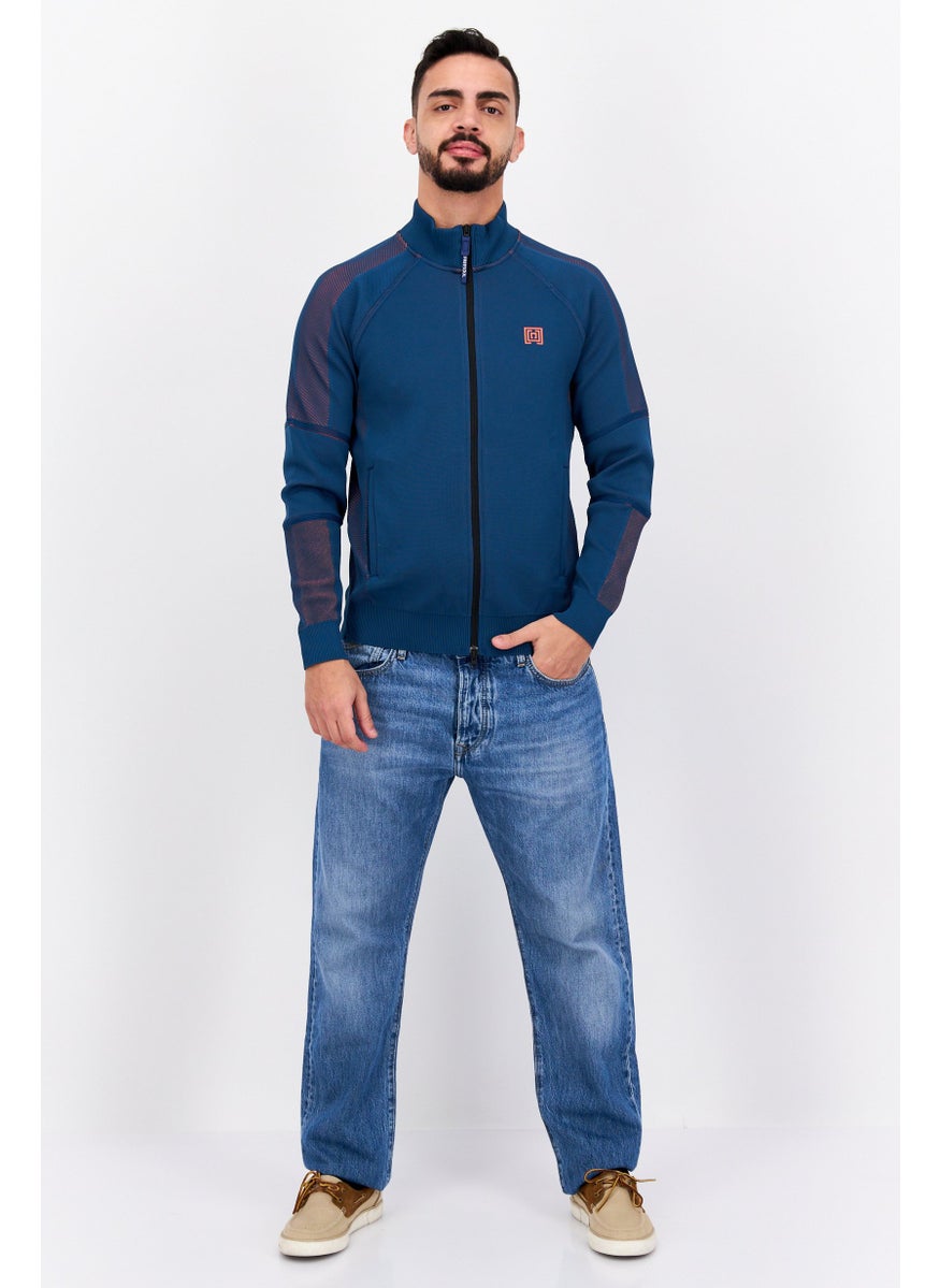 Free Soul - Men Brand Logo Full Zip Sweatshirt, Blue - Image 1