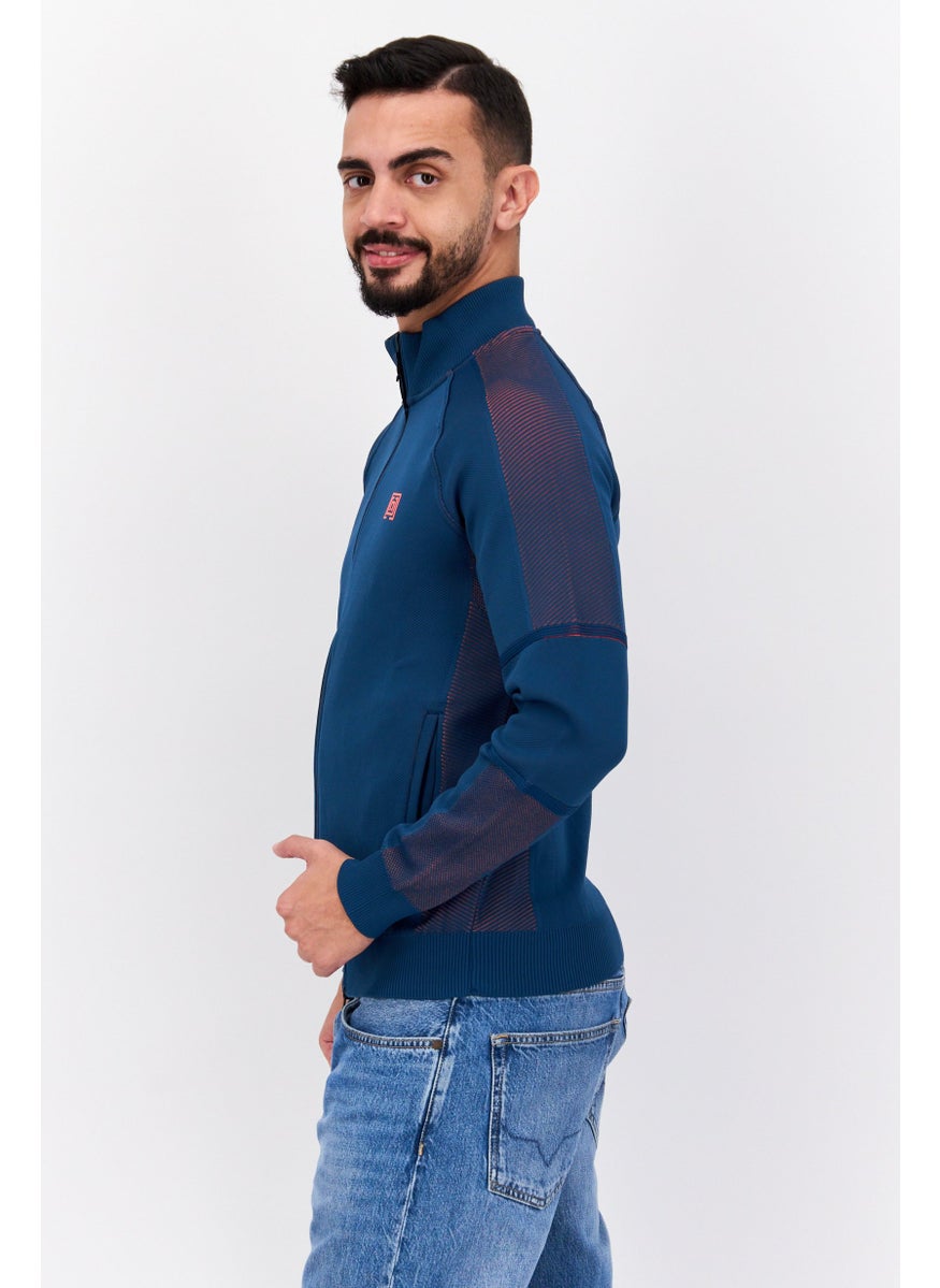 Free Soul - Men Brand Logo Full Zip Sweatshirt, Blue - Image 1
