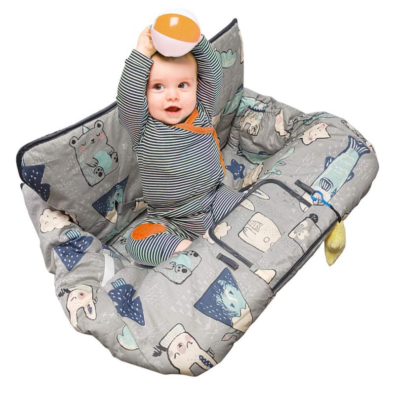 ICOPUCA Shopping Cart Cover for Baby Cotton High Chair Cover, Machine Washable for Infant, Toddler, Boy or Girl (Cute) - Image 1