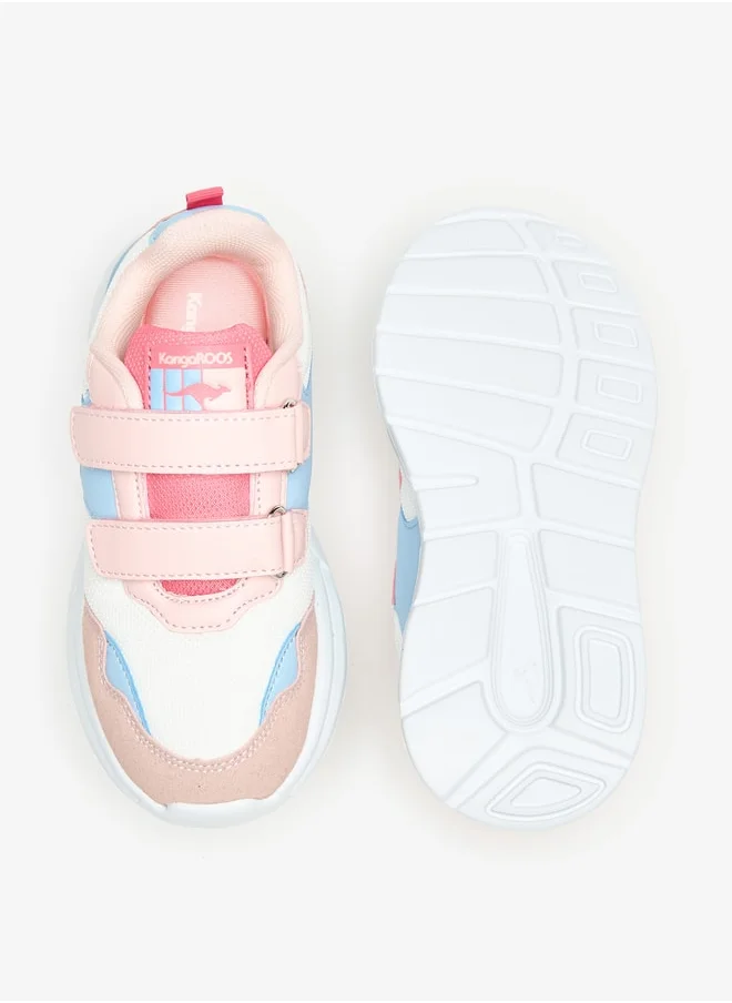 كانغاروس Girls' Panelled Lightweight Sports Shoes with Hook and Loop Closure