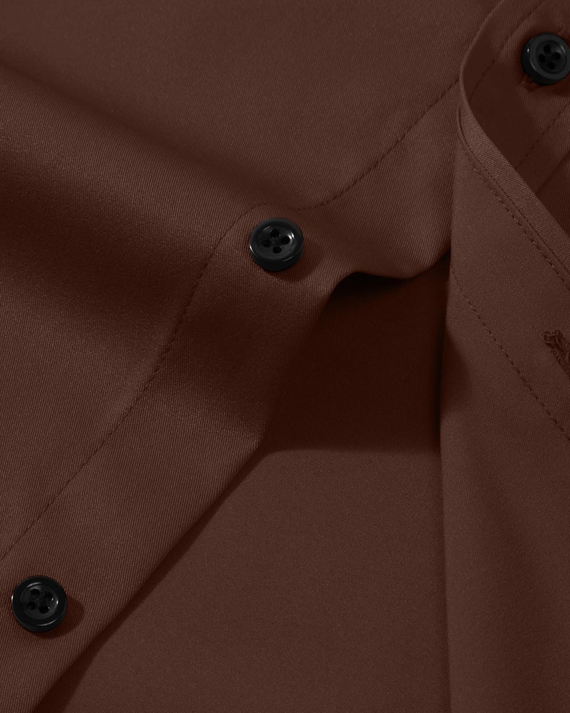 Lusead Brown Dress Shirts for Men Stretch Long Sleeve Formal Wrinkle Free Business Casual Button up Shirts for Dinner Party - Image 4