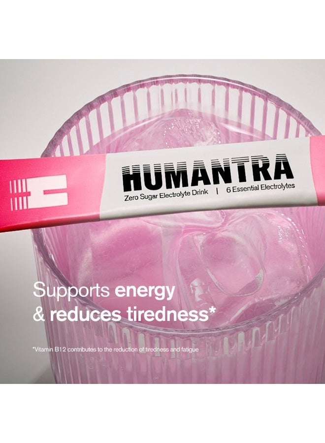 Humantra Raspberry Lemonade Electrolyte Hydration | Zero Sugar, Vitamin C + B12 w/ Magnesium - Image 5