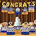 PERFQU 8 Pieces Class of 2026 Graduation Table Decorations 2026 Congrats Grad Honeycomb Centerpieces Graduation Table Toppers Decor for 2026 Graduation Party Decorations Favor Supplies Blue and Gold - Image 2