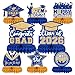PERFQU 8 Pieces Class of 2026 Graduation Table Decorations 2026 Congrats Grad Honeycomb Centerpieces Graduation Table Toppers Decor for 2026 Graduation Party Decorations Favor Supplies Blue and Gold - Image 4