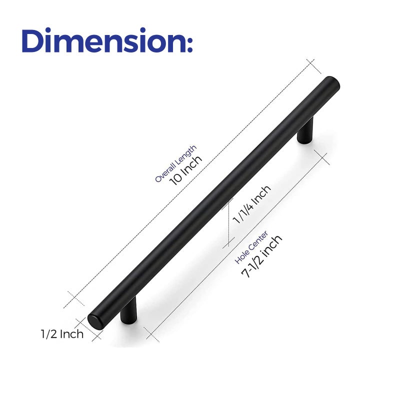 Ravinte 10 Inch Cabinet Handles Matte Black Drawer Pulls Stainless Steel Kitchen Cabinet Hardware Cabinet Pulls 10" Length,7-1/2" Hole Center|20 Pack - Image 3