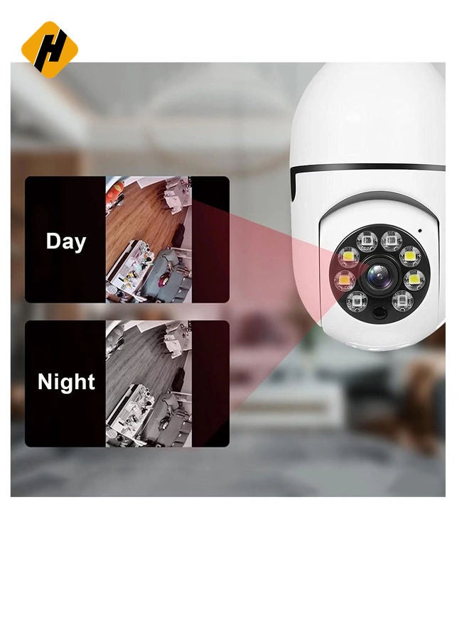 HuHa Bulb Camera 1080P, Night Vision IP Camera, PTZ Camera, 4X Digital Zoom Monitor, Home Security System, WiFi Camera Full Color  - Image 2