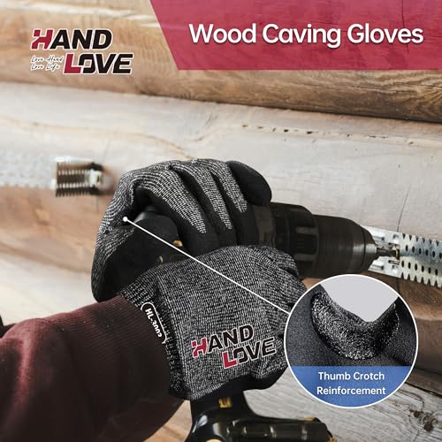 HandLove Cut Resistant Gloves – ANSI A9 Cut Proof Safety Work Gloves | Sandy Nitrile Anti-Slip, Touchscreen, Durable, PFAS Free | Wood Carving, Gardening, Glass Cutting, Car Repair – Yellow,1Pair,M - Image 5