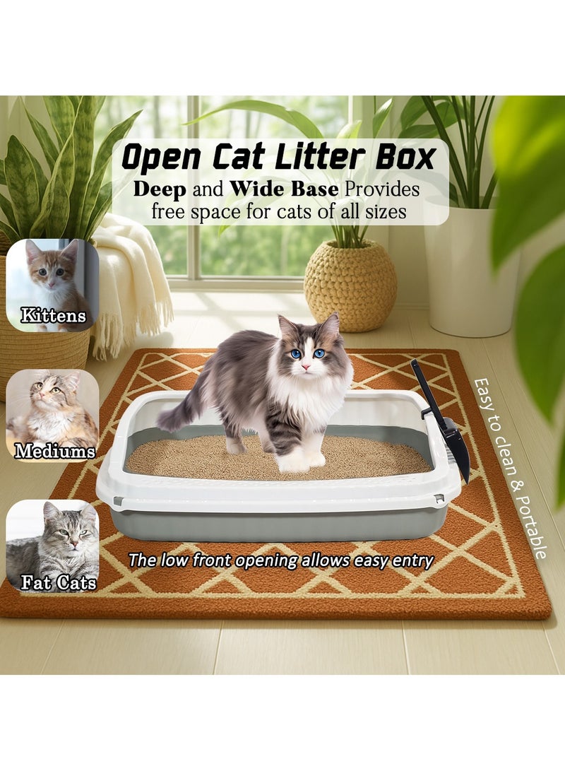 NNC PETS Open top cat litter box with Large size, Durable plastic, Scoop, Removable and Easy to clean, 59 cm Pet Litter tray with High Fence, Splash guard, Portable & Ideal for All cats (Grey) - Image 4