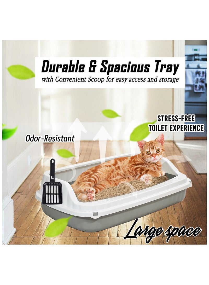 NNC PETS Open top cat litter box with Large size, Durable plastic, Scoop, Removable and Easy to clean, 59 cm Pet Litter tray with High Fence, Splash guard, Portable & Ideal for All cats (Grey) - Image 5
