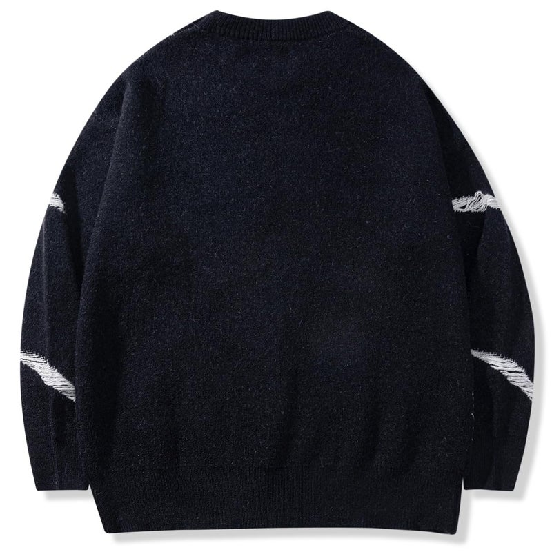 LILILEIDY Mens Crewneck Sweaters Graphic Comfortable Casual Knit Fall Winter Sweater Oversized Pullovers Black,A1,M - Image 2