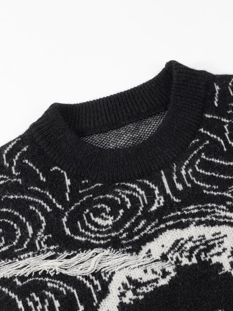 LILILEIDY Mens Crewneck Sweaters Graphic Comfortable Casual Knit Fall Winter Sweater Oversized Pullovers Black,A1,M - Image 3
