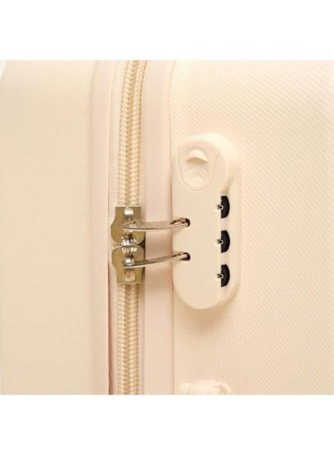 Royal Travel 5-Piece Contemporary Design Hardshell Luggage Set, Lightweight Travel Trolley Bags with 360° Spinner Wheels & Secure Lock, Beige - Image 3