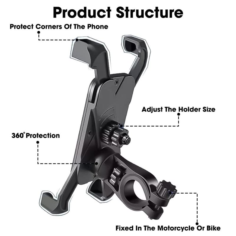 Sounce Waterproof New Bike Phone Mount Anti Shake and Stable 360‚° Rotation Bike Bicycles Accessories for Any Smartphone GPS Other Devices Between 3.5 and 6.5 inches - Image 3