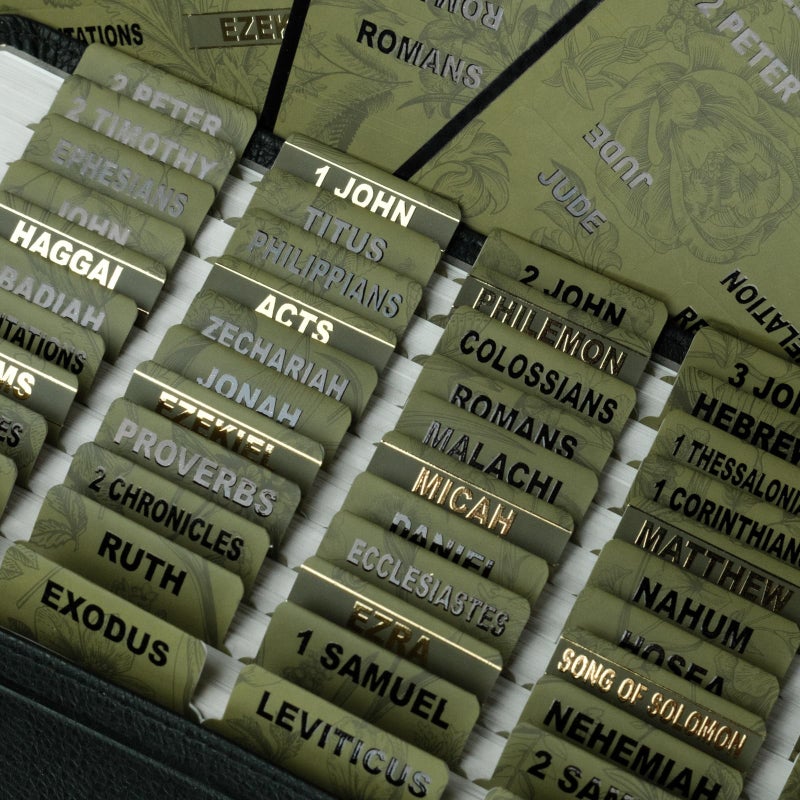 UPAFEXXI-Laminated Bible Tabs (Black and Gold Foil Embossed Lettering), Bible Tabs for Women and Men, Reposition Large Print Stickers, Easy to Read and Apply, 80Chapters Labels for Easy Navigation - Image 1