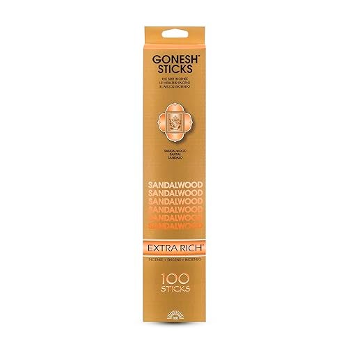 Gonesh Gonesh  Extra Rich Scented Incense Sticks  NonToxic 10 Slow Burn Aromatic Sticks  Sandalwood  100 Pack 