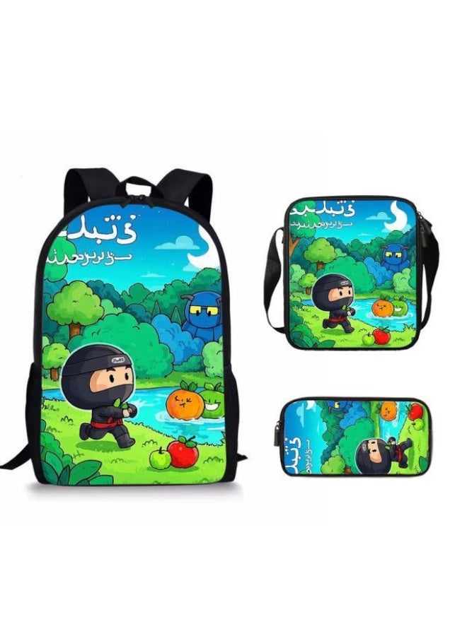 حقيبة مدرسية عالمية من ثلاث قطع على الطراز الكرتوني - 667 - Image 1