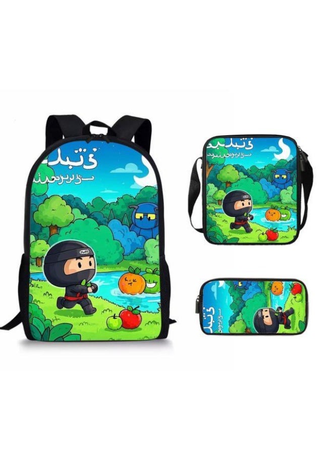 حقيبة مدرسية عالمية من ثلاث قطع على الطراز الكرتوني - 667 - Image 2