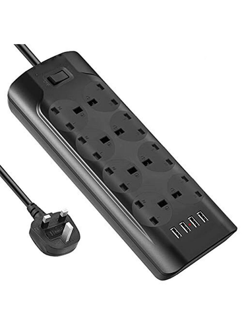 Sharpdo British Standard Power Socket for Home and Office Wiring 8-Hole Socket with 4 USB Sockets - Image 1