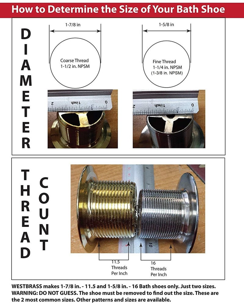 ويست براس Westbrass 792Socp-F حوض تصريف الجسم 1-3/8 بوصة - كروم مصقول بخيط رفيع - Image 3