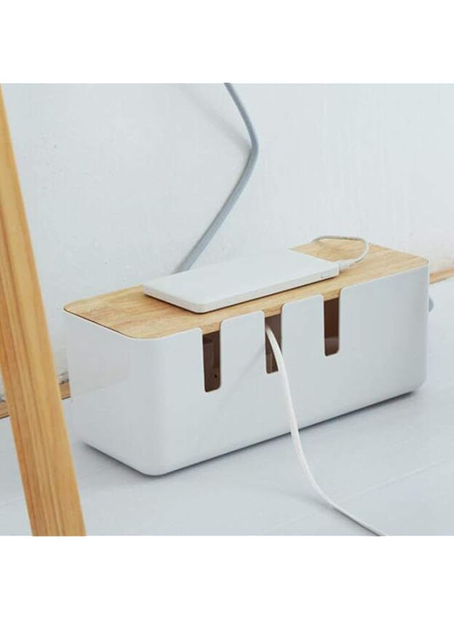 Cable Management Box Cable Tidy Box Organiser Electrical Cable Tidy Box With Wooden Cover Management And Organizing Cable And Clear Desktop 30 X 12 X 11 Cm - Image 2