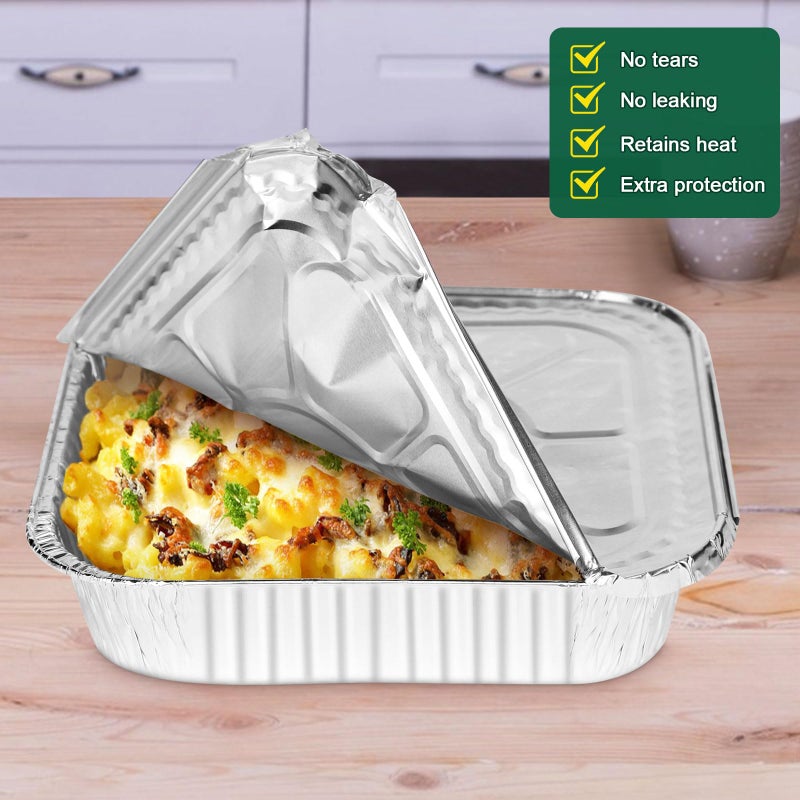 Alfolic 8x8 Aluminum Pans with Lids - 30 Pack Disposable Baking Square Aluminum Foil Pans with Covers - Tin Foil Pans for Air Fryer, Oven, Cooking - Image 5