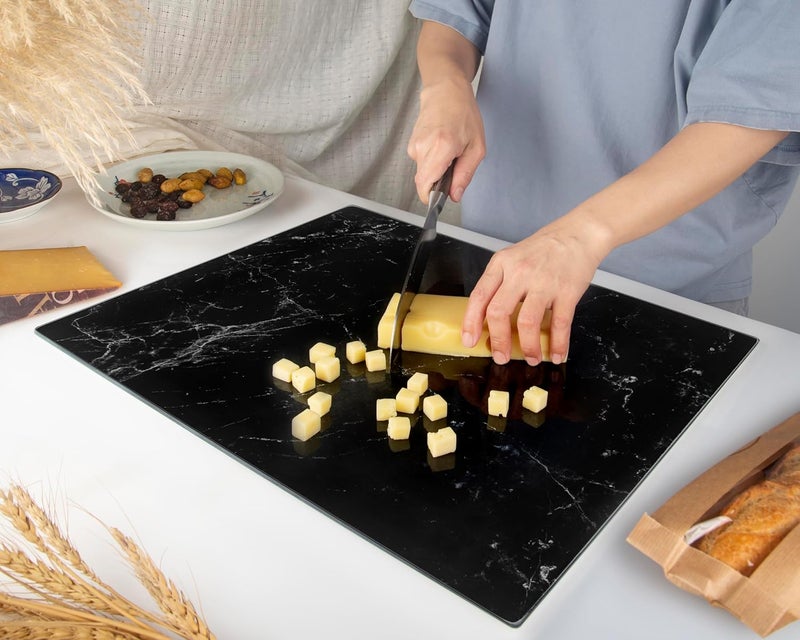 Kitchenville لوح تقطيع زجاجي من كيتشينفيل 40×30 سم: شفاف، متين، صحي لحماية سطح العمل - مقاوم للخدش، مقاوم للحرارة، سهل التنظيف - Image 5