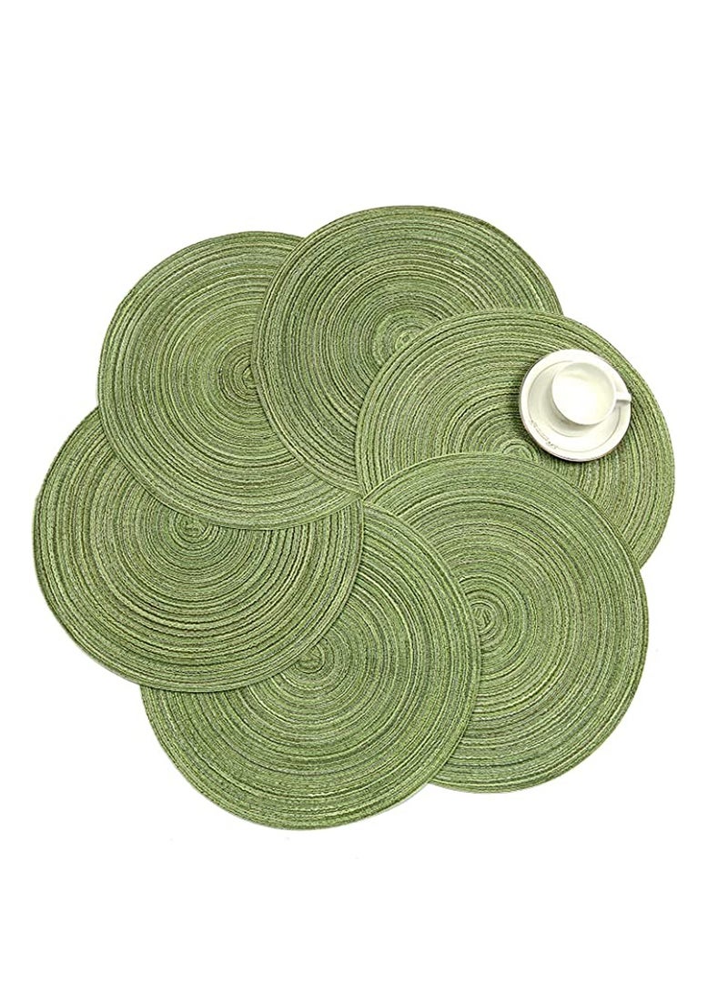 SYOSI Set of 6 Round Cotton Placemats, 15 Inch Round Table Placemats Washable Heat Insulation Braided Cotton Dinner Table Mats for Restaurant, Cafe and Home Kitchen Decoration - Image 5