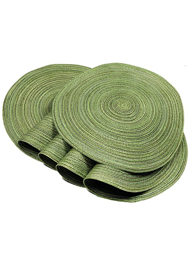 SYOSI Set of 6 Round Cotton Placemats, 15 Inch Round Table Placemats Washable Heat Insulation Braided Cotton Dinner Table Mats for Restaurant, Cafe and Home Kitchen Decoration - Image 2
