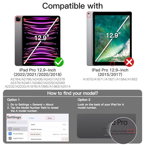 JETech Rotating Case for iPad Pro 129Inch 2022202120202018 with Pencil Holder 360 Degree Rotation Protective Stand Cover Clear Back Auto WakeSleep Black - Image 3