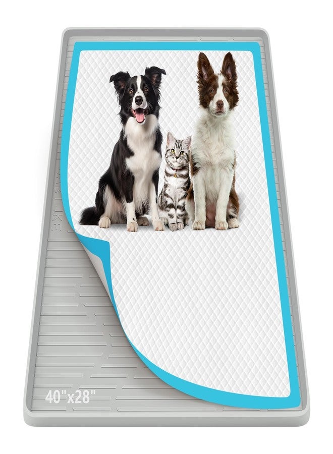 Bartuke Pee Pad Holder for Dogs, 40" x 28" Extra Large Silicone Pee Tray Mat High Edge, Leak-Proof, No Spill Pet Pad Holder for Puppy, Cat, Rabbit, Training Pads for Floor Protection, No Pee Pads - Image 1