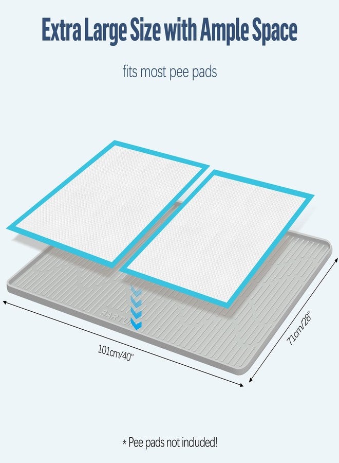 Bartuke Pee Pad Holder for Dogs, 40" x 28" Extra Large Silicone Pee Tray Mat High Edge, Leak-Proof, No Spill Pet Pad Holder for Puppy, Cat, Rabbit, Training Pads for Floor Protection, No Pee Pads - Image 2
