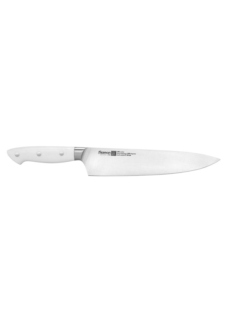 Fissman 8''Chef Knife Kitchen Knife Ultra Sharp, German X50Cr15MoV Stainless Steel Knife Linz Series | Professional Well-Balanced Kitchen Knife | White ABS Ergonomic Handle for Kitchen, Restaurant  - Image 5