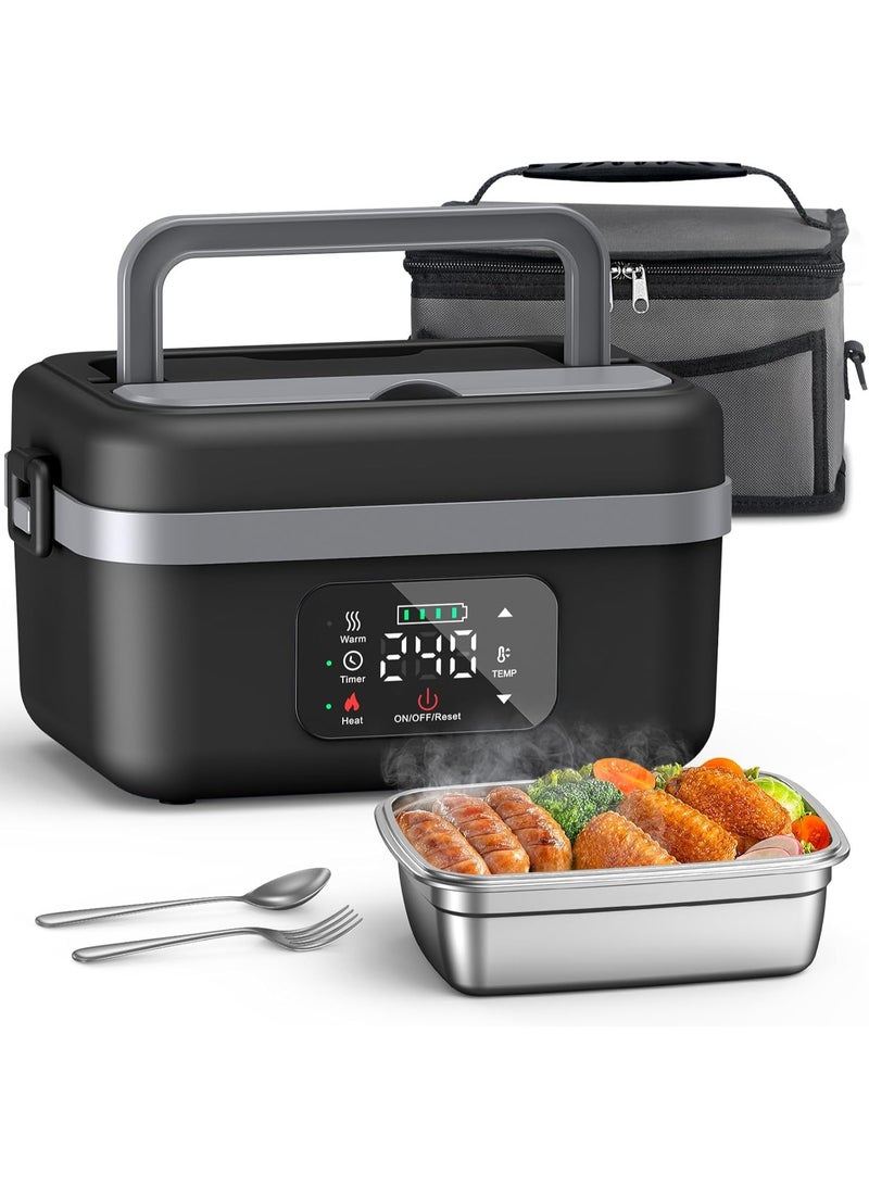 BlueFire 8000mAh Rechargeable Electric Lunch Box for Adults - 60W Fast Self-Heating Food Warmer with Smart Timer & Adjustable Keep-Warm Mode, 1L Portable Cordless Lunch Box with Insulated Bag for Office, Car, Travel - Image 1